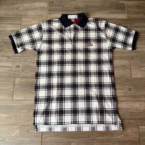 IZOD‎ Club The Tour Championship Plaid Golf Polo Shirt Short Sleeve Mens Medium